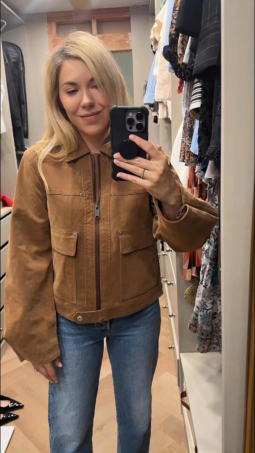 This faux suede jacket had such a cute fit and the sleeves can be wore 2 different ways! Just unsnap them.
Levi’s jeans (so flattering - fit TTS)


#LTKStyleTip #LTKShoeCrush 

#LTKFindsUnder100