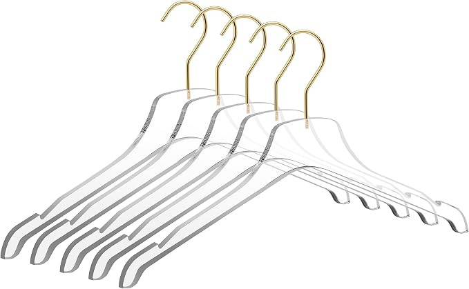 Quality Acrylic Clear Hangers, 5 Pack Clear Lucite Acrylic for a Luxurious Look and Feel with Swi... | Amazon (US)