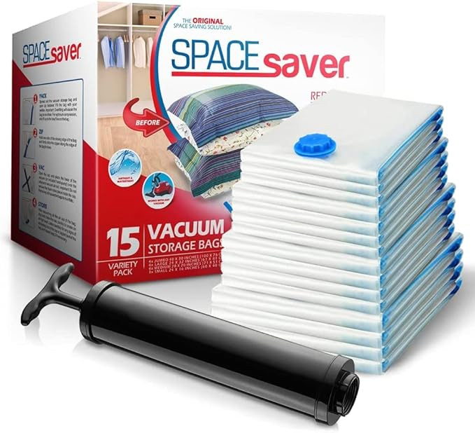 Spacesaver Vacuum Storage Bags (Variety 15-Pack) Save 80% on Clothes Storage Space - Comforters, ... | Amazon (US)