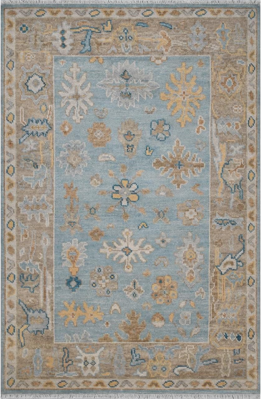 Company C Dunes Hand Knotted Wool Area Rug 6' x 9' Ocean Blue | Amazon (US)