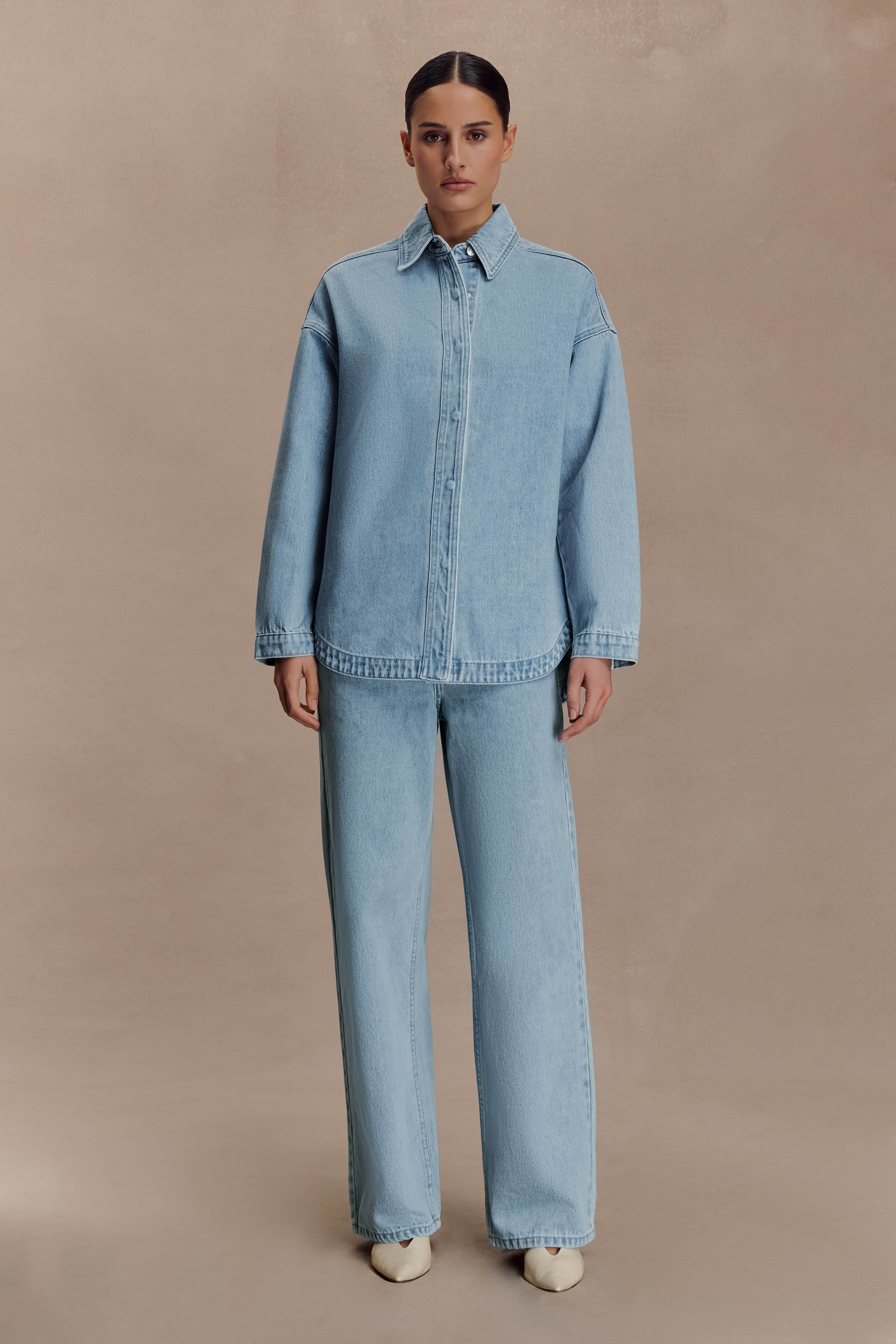 Lioda Oversized Denim Shirt - 80'S Blue | MESHKI US