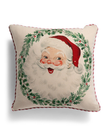 20x20 Jolly Wreath Santa Pillow | TJ Maxx