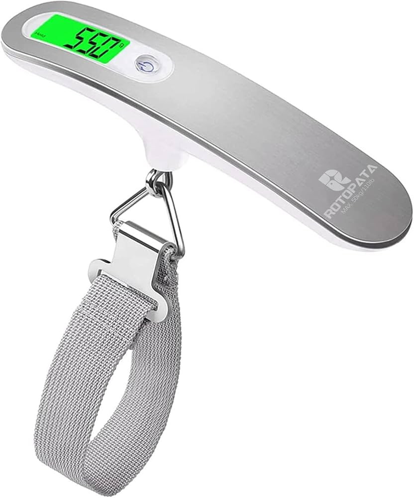 Digital Luggage Travel Scale with Overweight Warning Function, Portable Handheld Electronic Weighing Scale with Hook, 50kg & Backlit LCD Display Screen Design for Suitcase Baggage (Battery Included) | Amazon (US)