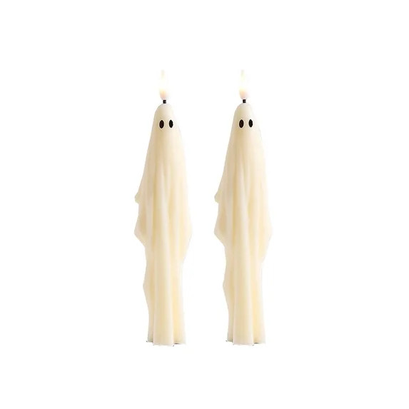 Halloween Ghost LED Taper Candles Set of 2, Flameless Spooky Branch Candlesticks, Battery Operate... | Walmart (US)