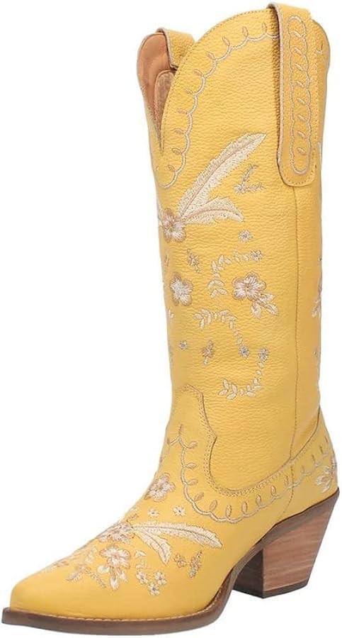 Dingo Womens Full Bloom Floral Round Toe Casual Boots Knee High Mid Heel 2-3" - Black | Amazon (US)