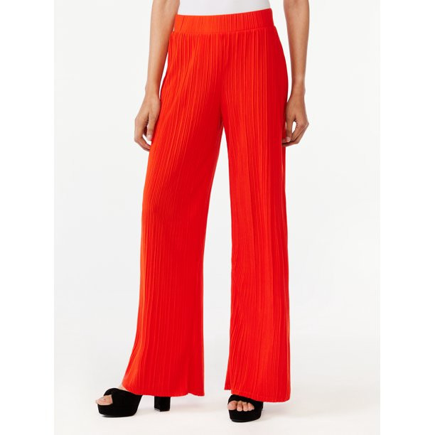 Scoop Women's Crinkle Wide Leg Pants - Walmart.com | Walmart (US)