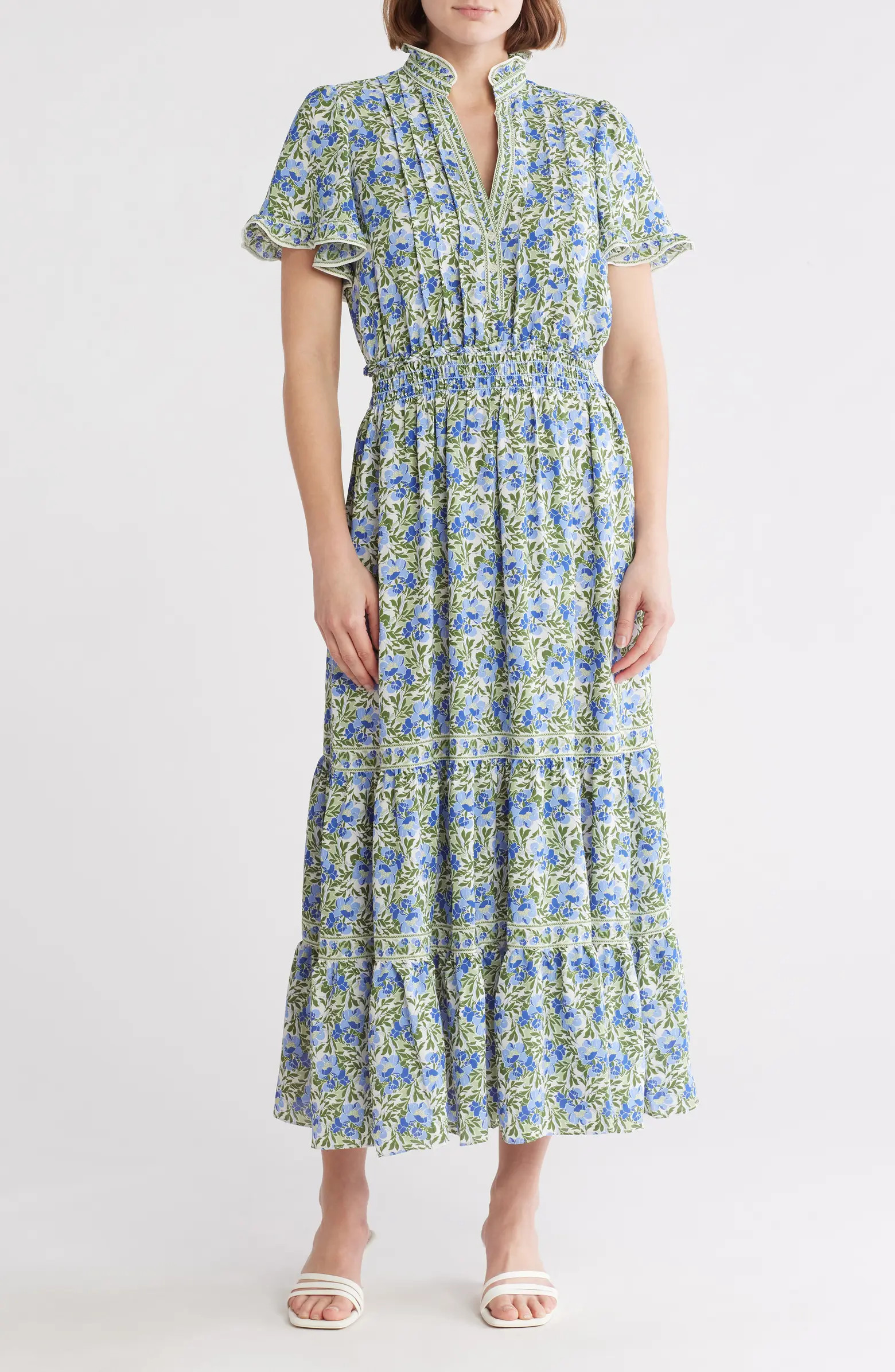 MAX STUDIO Smocked Flutter Sleeve Maxi Dress | Nordstromrack | Nordstrom Rack