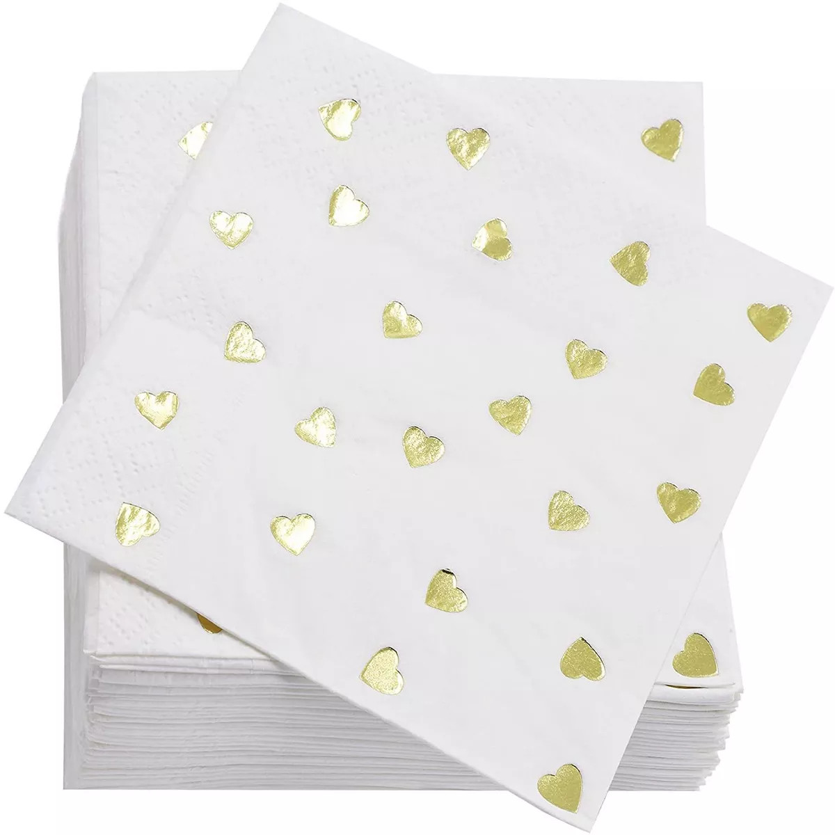 Juvale 50 Pack Gold Heart Disposable Cocktail Napkins, 5 x 5 Inches Folded, Ideal Party Supplies ... | Target
