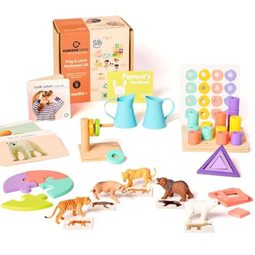 Curious Crate Wooden Montessori Toys Box for Toddlers | 9 in 1 Learning Educational Toys – Stacking Peg Board, Horizontal Dowel, Animal Figurines & more | Developmental Toy Set & Gift for 19-22 Months | Amazon (US)