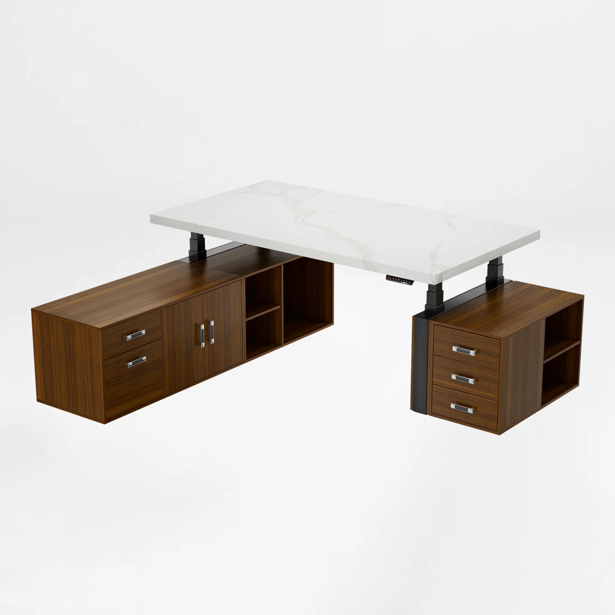 Zen Pro Series, 87"/72" Executive Standing Desk with Cabinets Set - White / Heated / 72'' | Eureka Ergonomic
