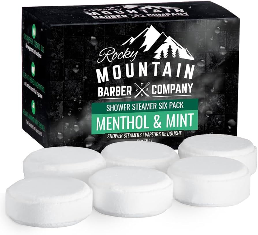Menthol & Mint Shower Steamers for Men – 6 Pack by Rocky Mountain Barber Company – 2 oz Showe... | Amazon (US)