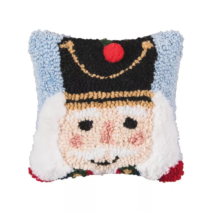 C&F Home 8" x 8" Nutcracker Hooked Petite Christmas Holiday Throw Pillow | Target