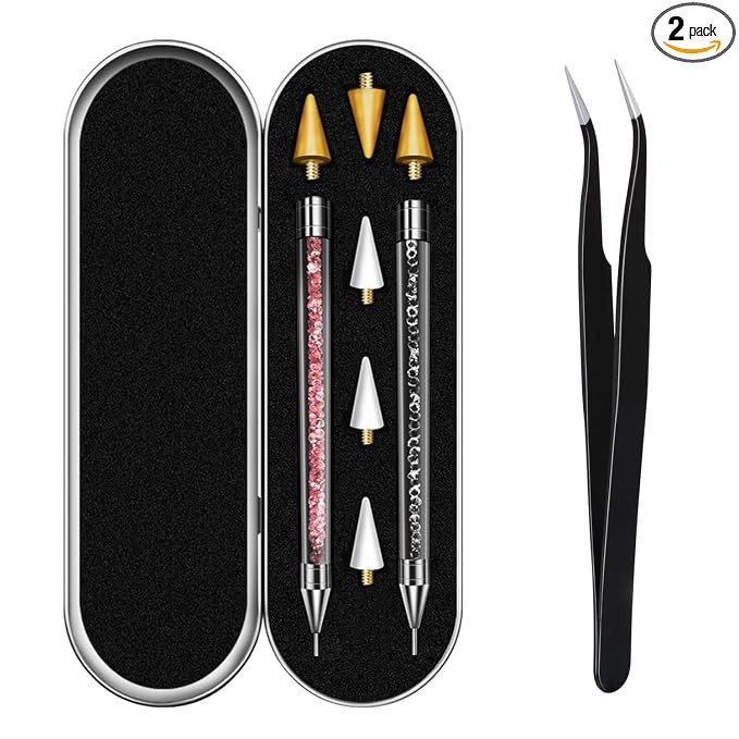 Rhinestone Picker Tool, Dual-ended Rhinestones Applicator Nail Art Design Tool, 2 Pack Acrylic Ha... | Amazon (US)