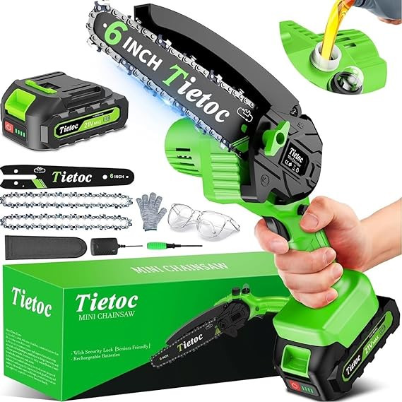 Tietoc Chainsaw 6 Inch Mini Electric Chainsaw Cordless Battery Powered, Hand Held Saw for Wood/Tr... | Amazon (US)
