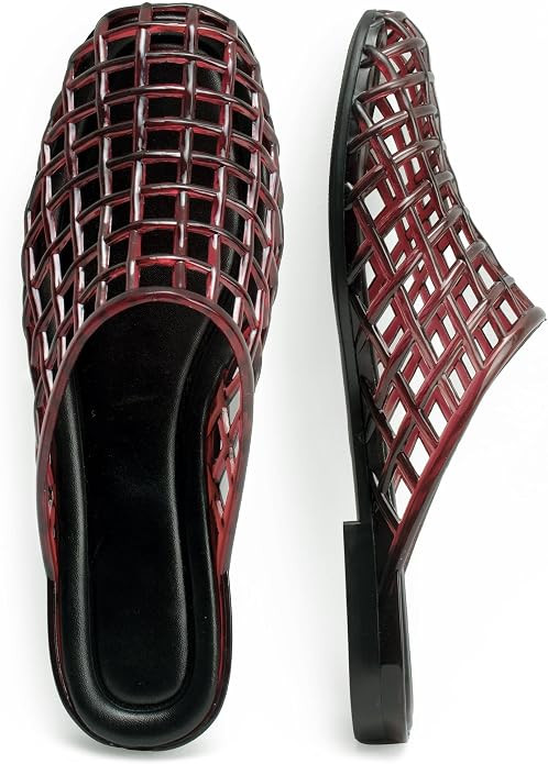 Clear Jelly Shoes for Women Slip on Jelly Mesh Slides Comfortable Closed Toe Flats Sandals Summer... | Amazon (US)