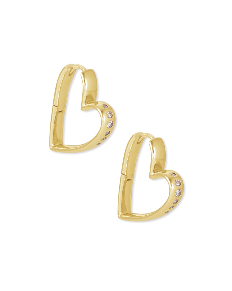 Ansley Heart Small Hoop Earrings in Gold | Kendra Scott