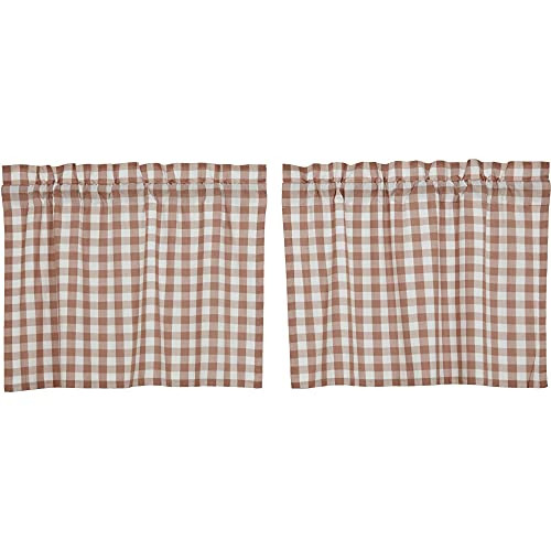 VHC Brands Annie Buffalo Portabella Brown Check Farmhouse Tier Curtain Set 24x36 | Amazon (US)