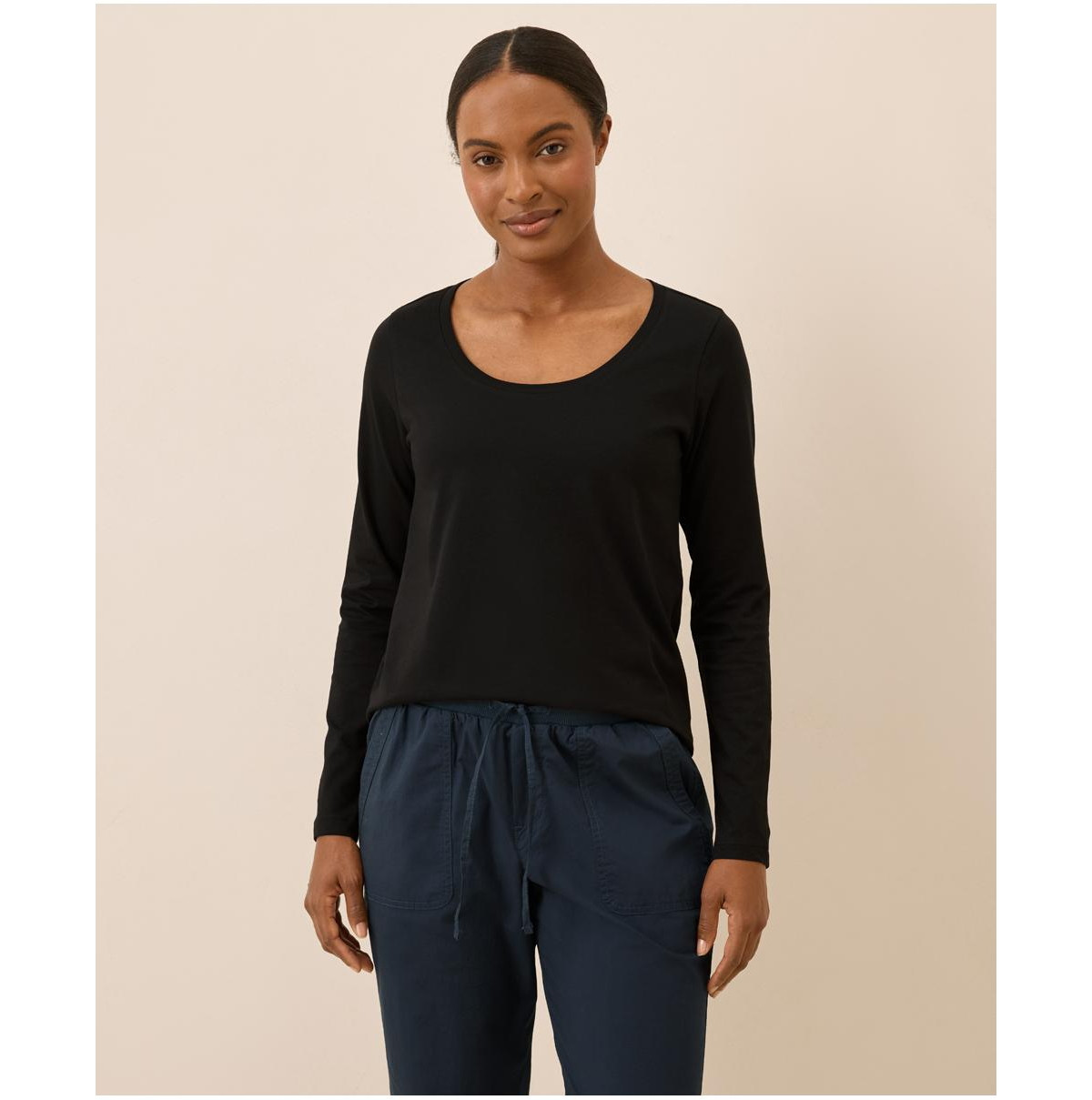 Pact Women's Organic Cotton Softspun Long Sleeve Scoop Neck Tee - Black | Macy's