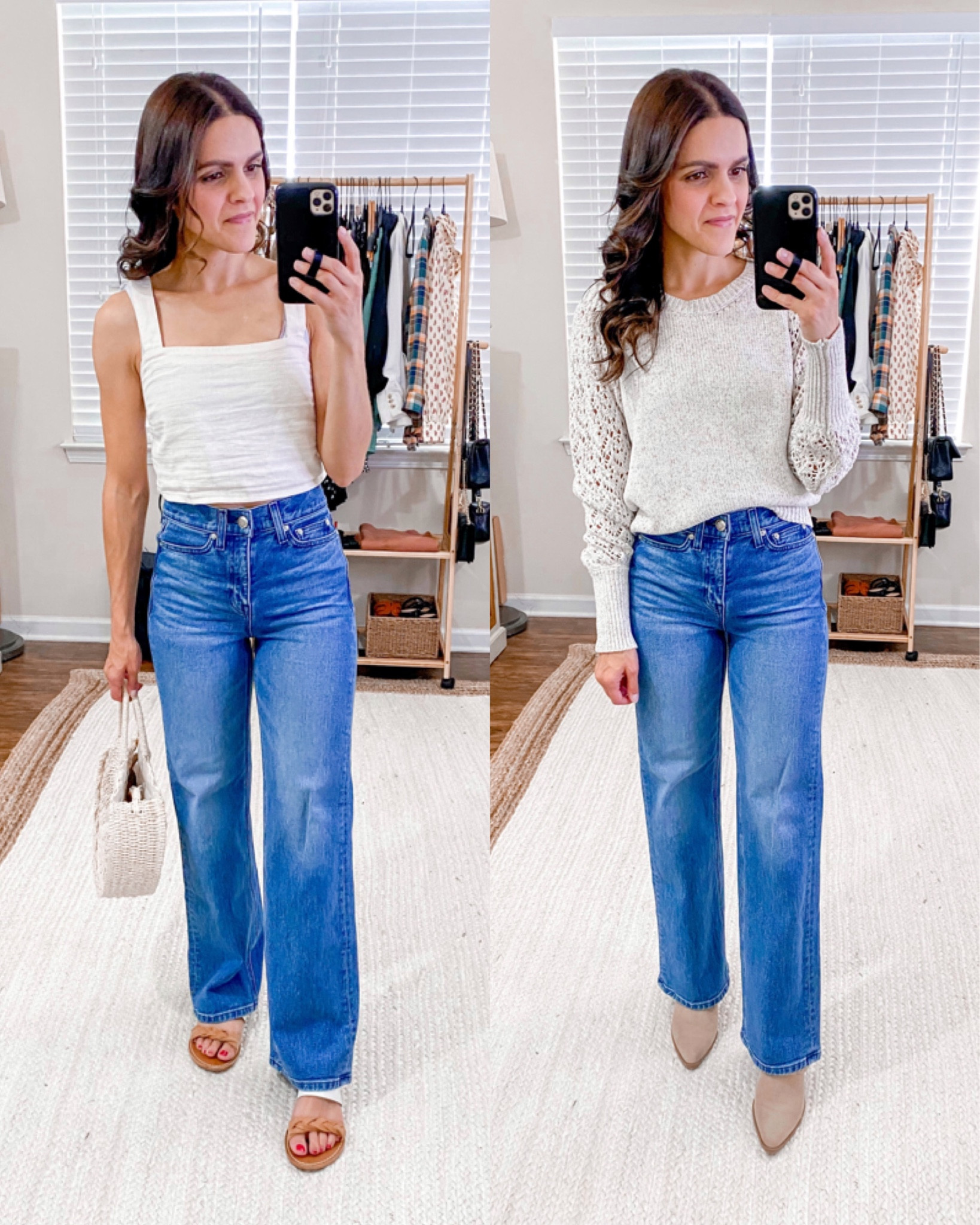 Non distressed denim: styled from Summer to Fall: AYR secret sauce straight Jean (size down 1). 

#LTKstyletip