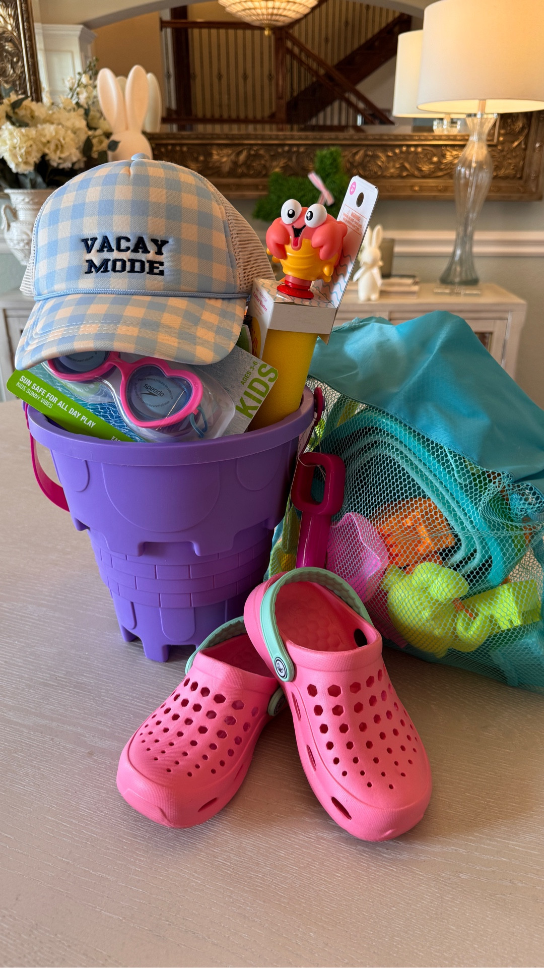 This Easter basket = beach day ready 👏

I used a sand bucket as the basket and filled it with all things she’ll actually use on our trip — swimsuit, toys, goggles, and the CUTEST beach set in a bag.

And yes… we still added a chocolate bunny 🐰🍫

Not just for Easter — this is perfect for birthdays, vacations, or summer gifts too!

#easterbasketideas #giftideas #beachtrip #targetfinds #diygift

#LTKKids #LTKmomlife #LTKSeasonal