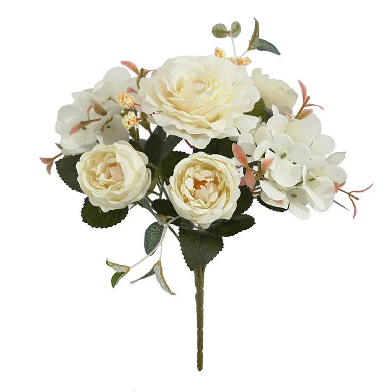 6 Head Artificial Flowers Bouquet Bridal Silk Peony Hydrangea Flowers Fake Flowers Bouquet for We... | Walmart (US)