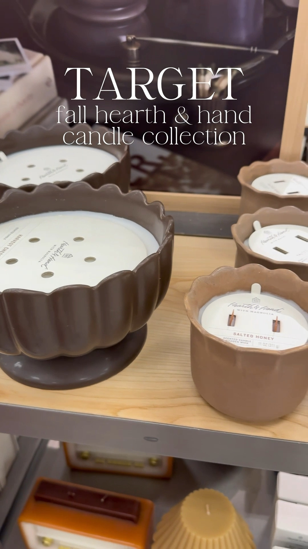 I love this candle collection from Hearth & Hand by Magnolia at Target! I bought the footed dark brown candle and smaller wooden wick style in the same scent! Fall scents are my favorite! 🍂🍁

#LTKSeasonal #LTKHome #LTKautumn