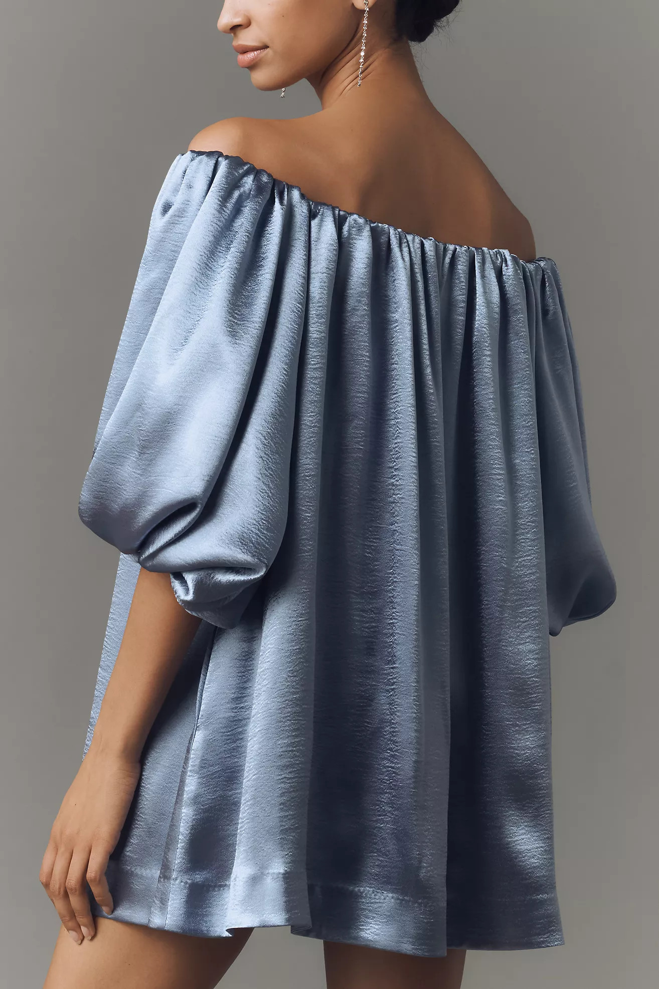 Mare Mare Off-The-Shoulder Puff-Sleeve Shine Mini Dress | Anthropologie (US)