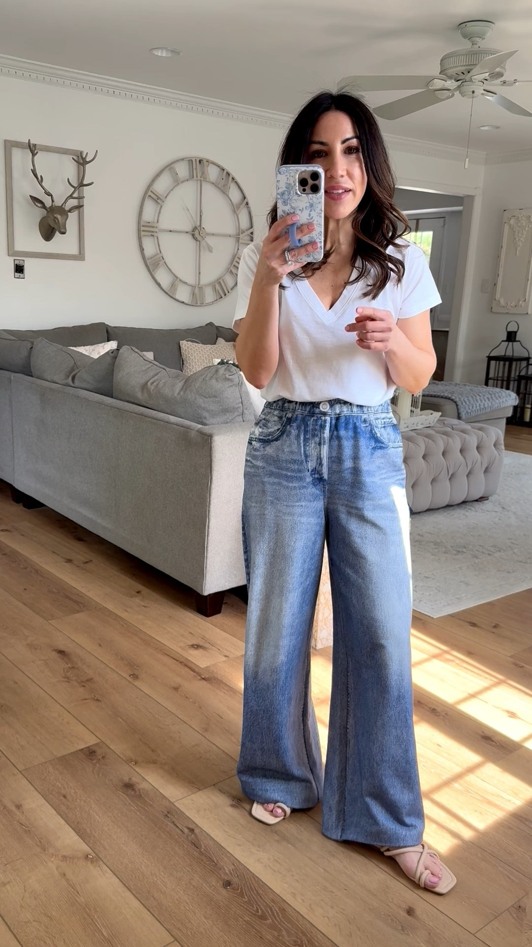 White V-neck T-shirt, small. Sweatpants jeans small.

#LTKSaleAlert #LTKOver40 #LTKPetite