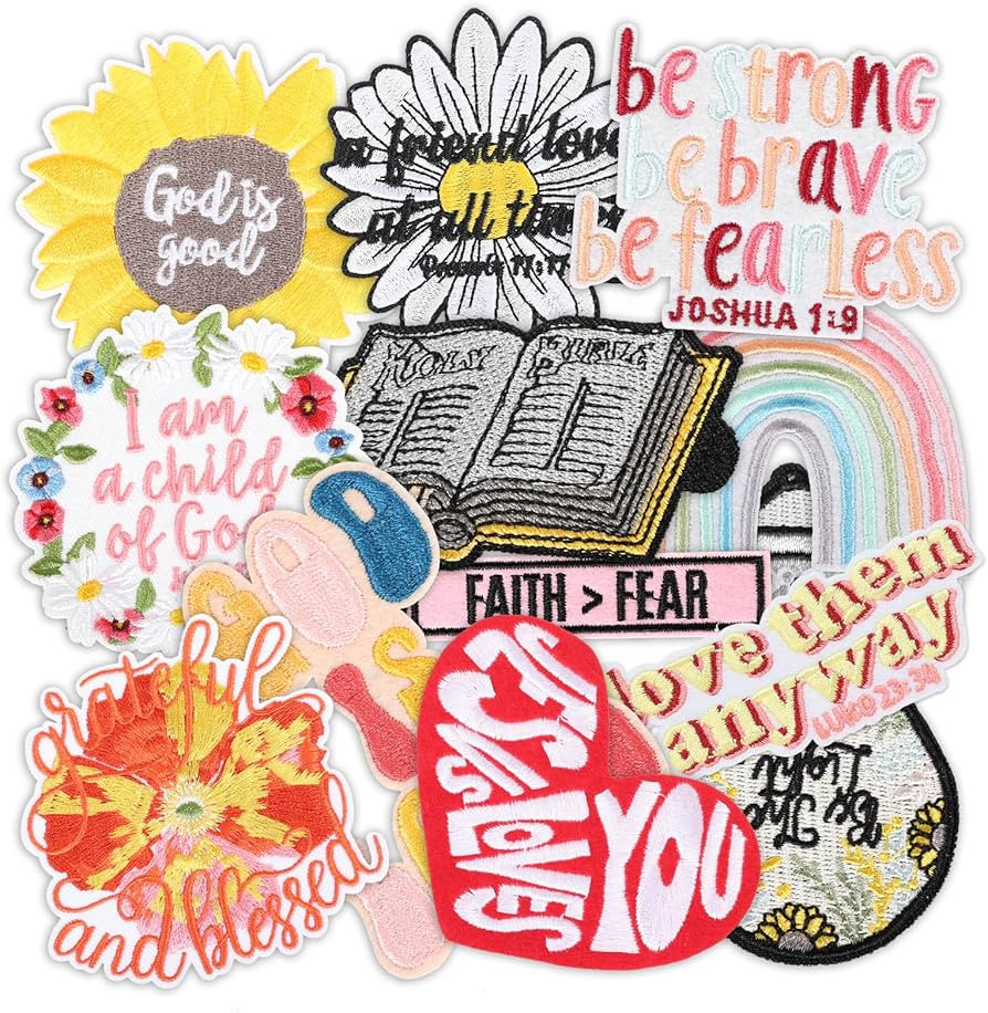 12 PCS Bible Verse Embroidered Iron On Patches for Clothes,Christian Sew On Applique Patches for ... | Amazon (US)