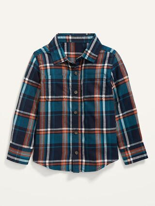 Long-Sleeve Plaid Pocket Shirt for Toddler Boys | Old Navy (US)