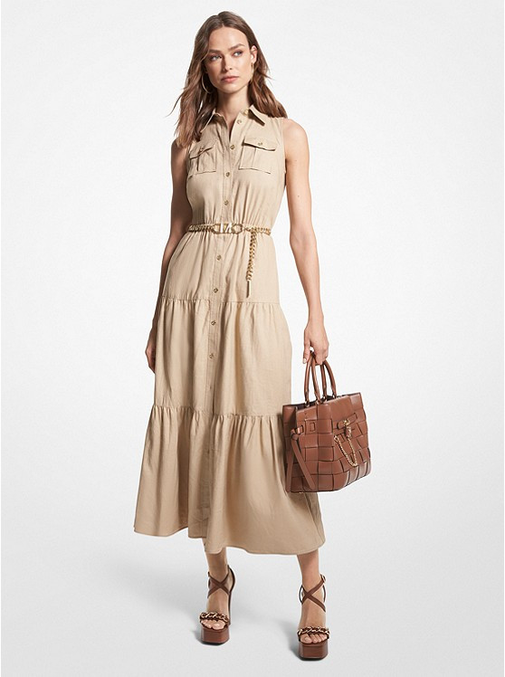 Slub Linen Blend Maxi Shirtdress | Michael Kors US