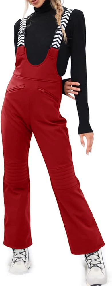 Fisoew Women Snow Bib Overalls Insulated Waterproof Windproof Ski Bibs Pants Breathable Snowsuit | Amazon (US)