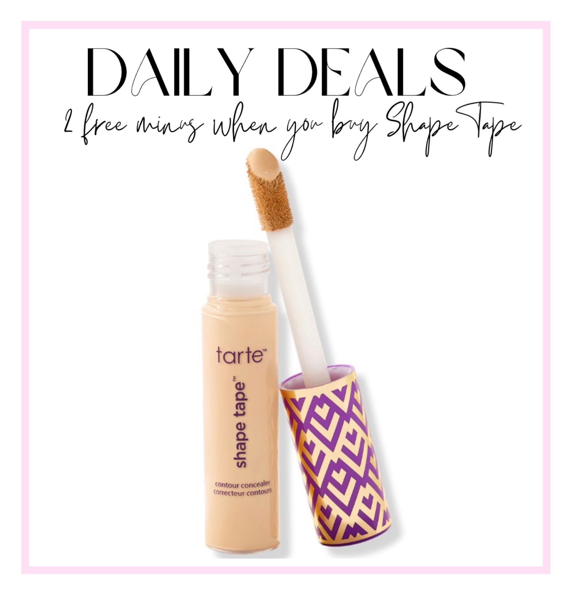 DAILY DEAL!!!! 2 free mini products when you buy Shape Tape from Tarte!!! such a good deal and easy way to try some products! 

#LTKsalealert #LTKGiftGuide #LTKbeauty