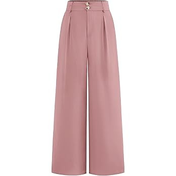 BTFBM Women Wide Leg Dress Pants 2026 High Waisted Button Pleated Business Casual Trousers Office... | Amazon (US)