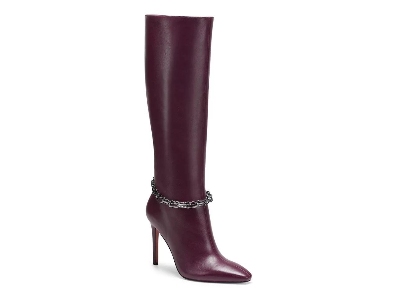 Vince Camuto Felinda Blood Red Leather Pointed Toe Chain Detailed Stiletto Boot (Blood Red, 7) - ... | Walmart (US)