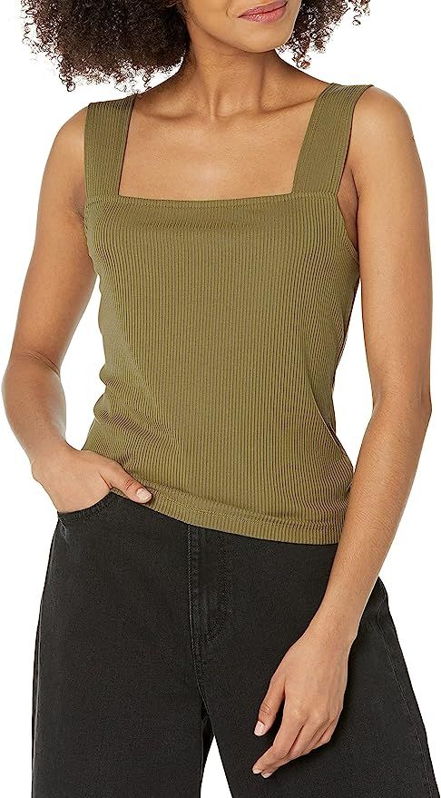 The Drop Women's Jody Square Neck Cropped Fitted Rib Knit Tank Top | Amazon (US)