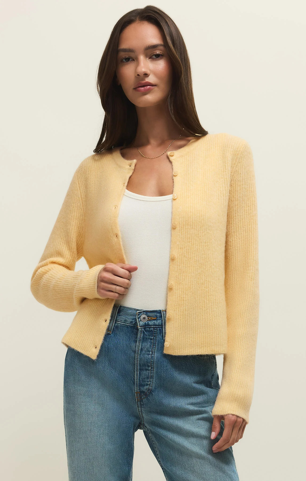 Medina Cozy Rib Cardigan - Custard / Large | Z Supply
