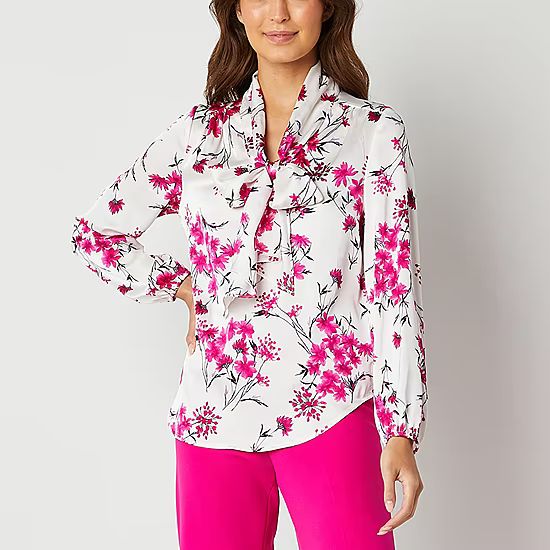 EP Modern by Evan-Picone Womens Split Tie Neck Long Sleeve Blouse | JCPenney