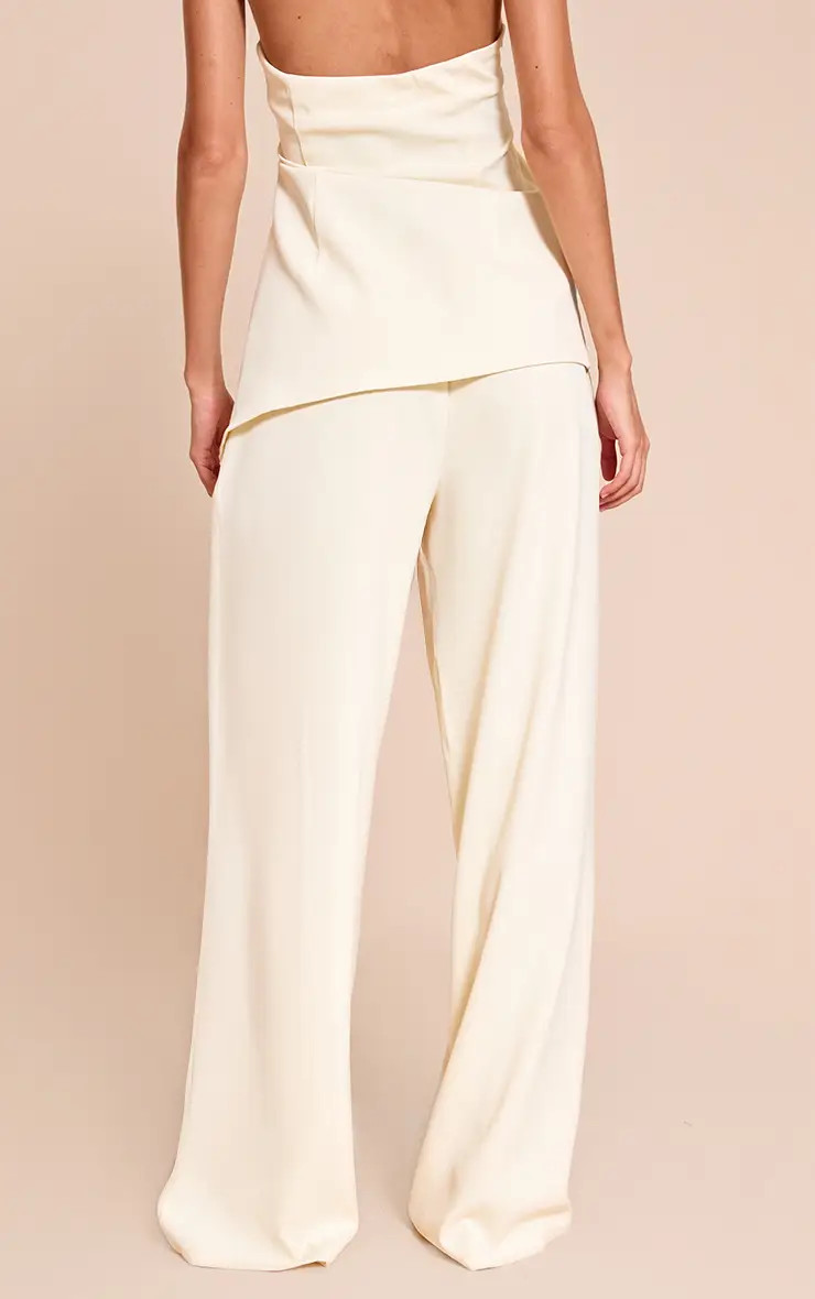 Pale Yellow Woven Tailored Straight Leg Trouser Co-ord | PrettyLittleThing UK