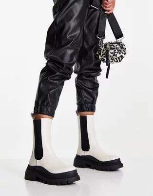 Missguided chunky boots with wave sole in cream | ASOS (Global)