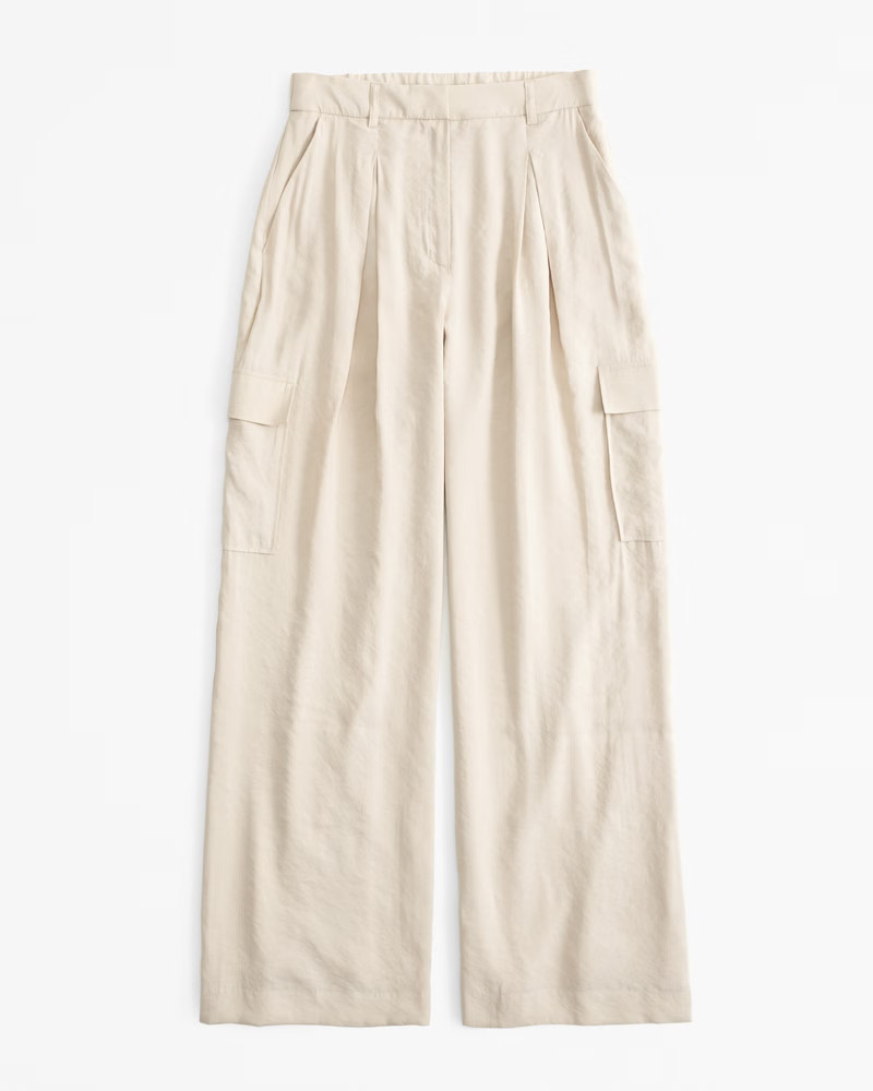 Abercrombie & Fitch Women's Drapey Tailored Cargo Pant in Beige - Size 34 REG | Abercrombie & Fitch (US)