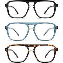 AMOMOMA 3 Pack Trendy Aviator Reading Glasses for Women Men Stylish Square Blue Light Blocking Re... | Amazon (US)
