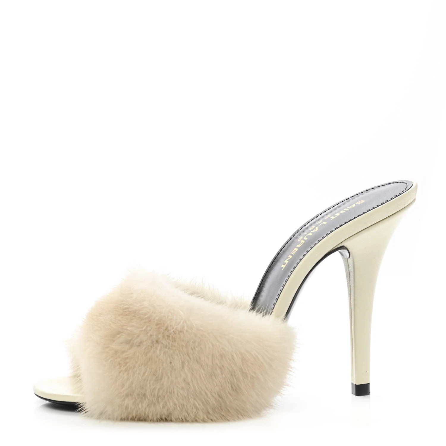 SAINT LAURENT Mink Calfskin Roy Mule Sandals 36 Cream | FASHIONPHILE (US)