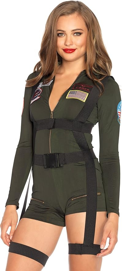 Leg Avenue Women's Top Gun Spandex Romper Costume | Amazon (US)