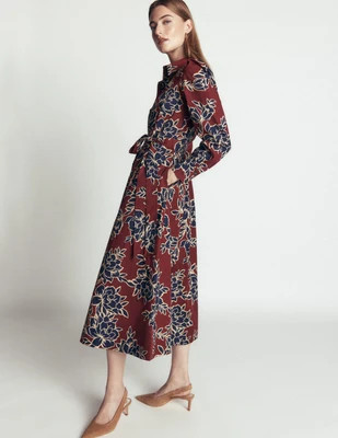 Boden Women's Maeve Cotton Midi Shirt Dress in Brown | Size 14 | Boden (US)