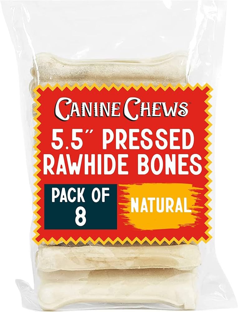 Canine Chews Dog Bone Extra Thick Super Hard Pressed Beef Rawhide Chew Toy Long Lasting for Aggre... | Amazon (US)