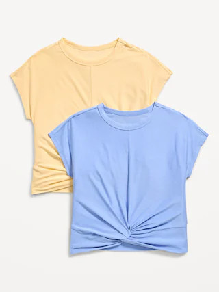 CloudMotion Short-Sleeve Front-Knot 2-Pack T-Shirt for Girls | Old Navy (CA)