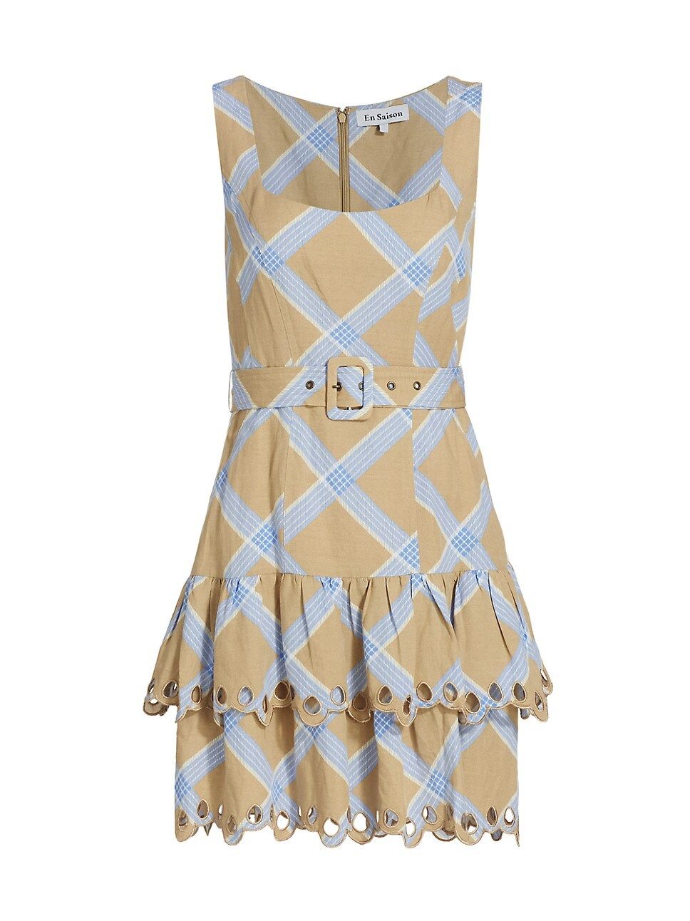 Isla Embroidered Plaid Mini Dress | Saks Fifth Avenue