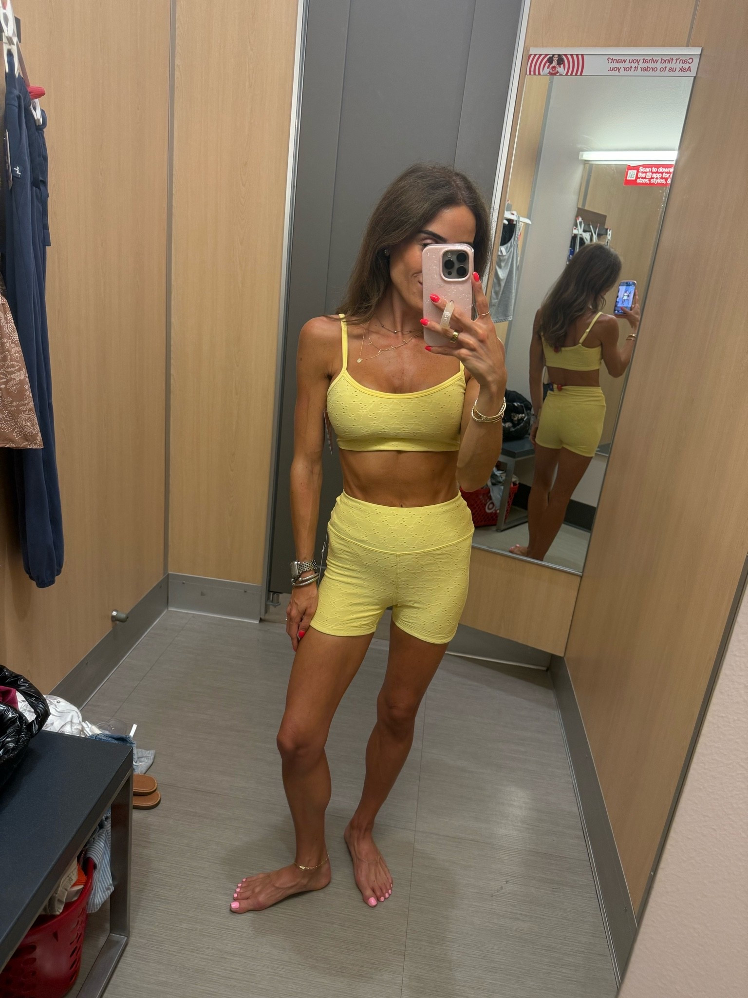 Yellow eyelet bike shorts with matching sports bra! So so cute and  finally online!

#LTKPetite #LTKActive