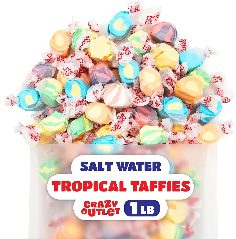 Salt Water Taffy Candy Mix - 1 Pound Bag - Assorted Tropical Fruit Flavors - Chewy Candy Individu... | Amazon (US)
